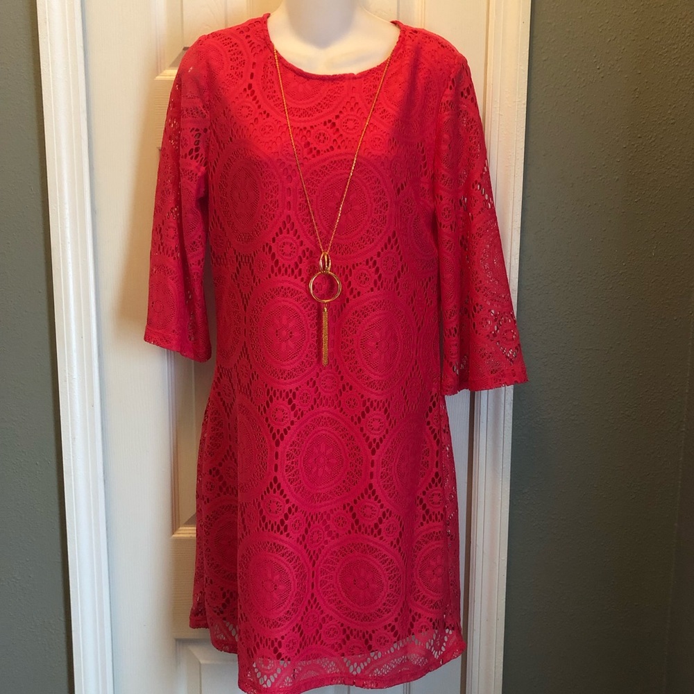 Coral lace dress